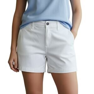 Market & Spruce Chino Shorts Women’s Size 16 White Casual Flat Front NWT